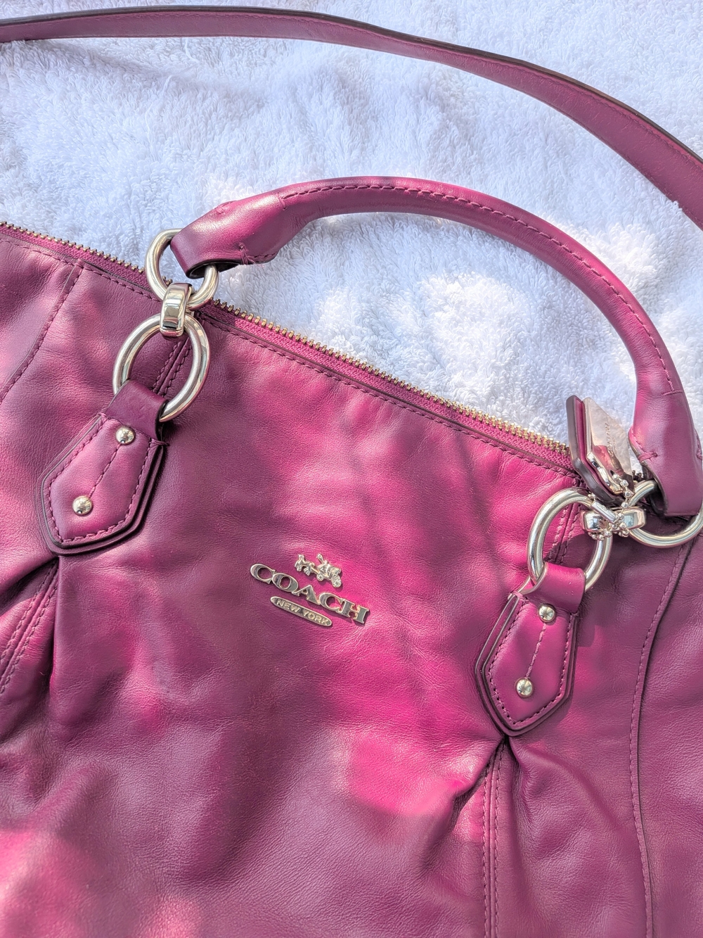 COACH Colette Fuchsia Leather Satchel/Crossbody, Orig MSRP $450.
